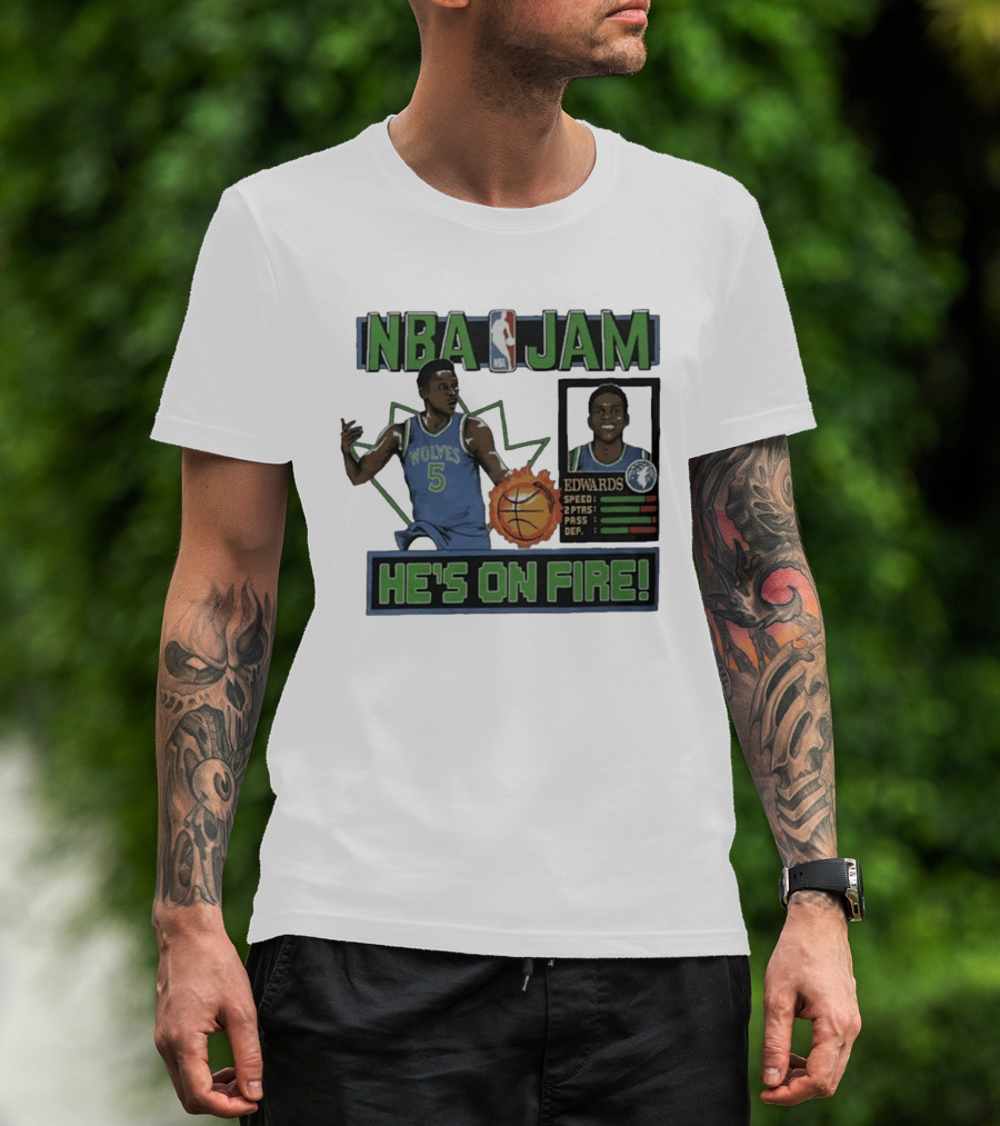 NBA Jam Wolves Edwards He's On Fire 2026 T-Shirt