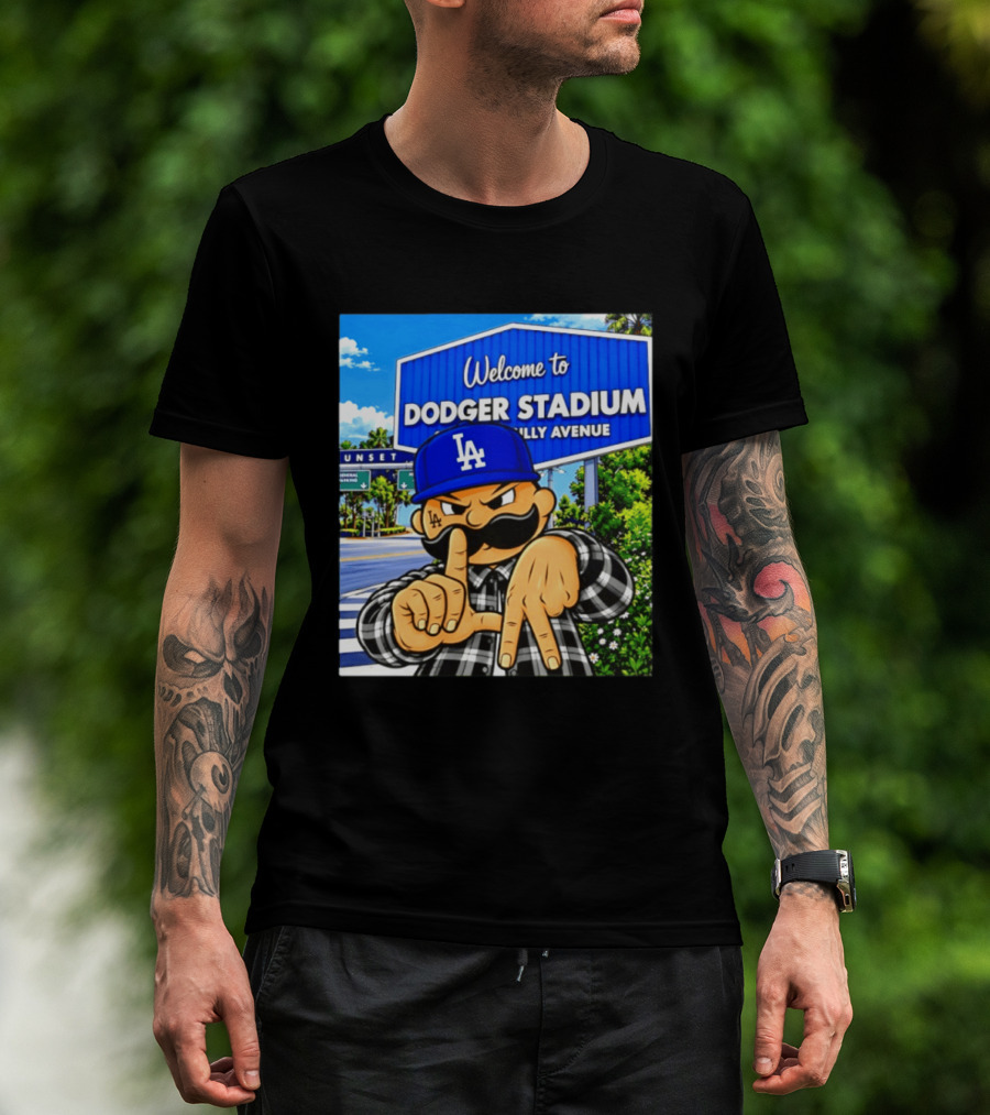 Welcome To Dodger Stadium Sunset Billy Avenue LA Dodgers Cholo T-Shirt