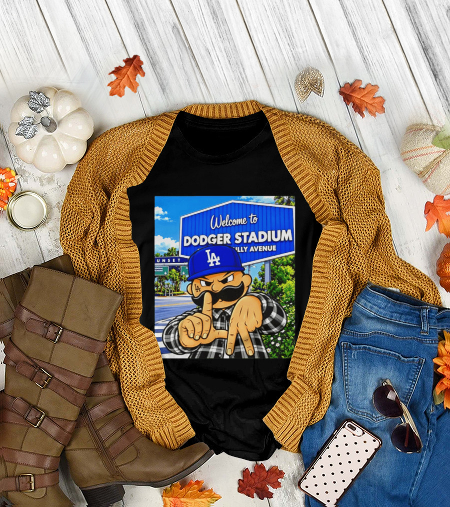 Welcome To Dodger Stadium Sunset Billy Avenue LA Dodgers Cholo T-Shirt