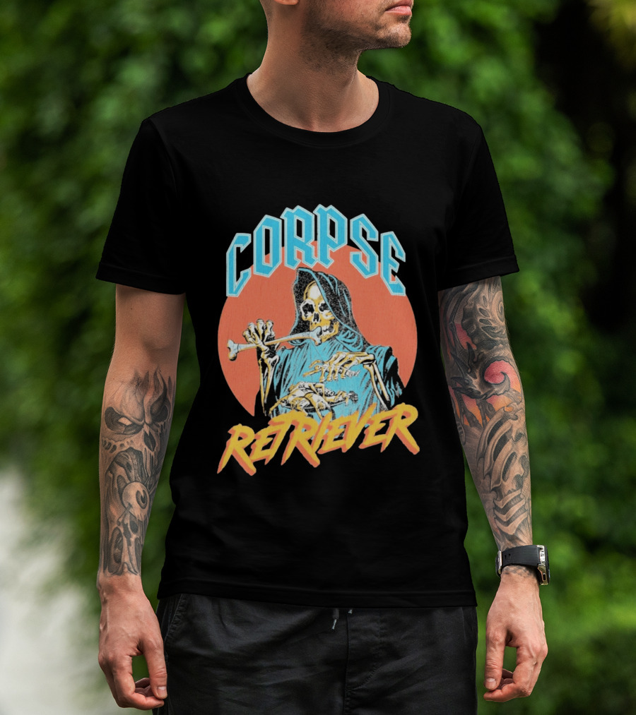 Corpse Retriever Skeleton With Hood And Bone T-Shirt