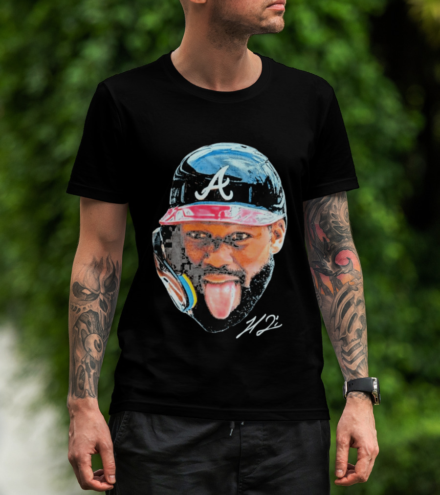 Michael Harris II Atlanta Braves Big Head Icon Signature T-Shirt
