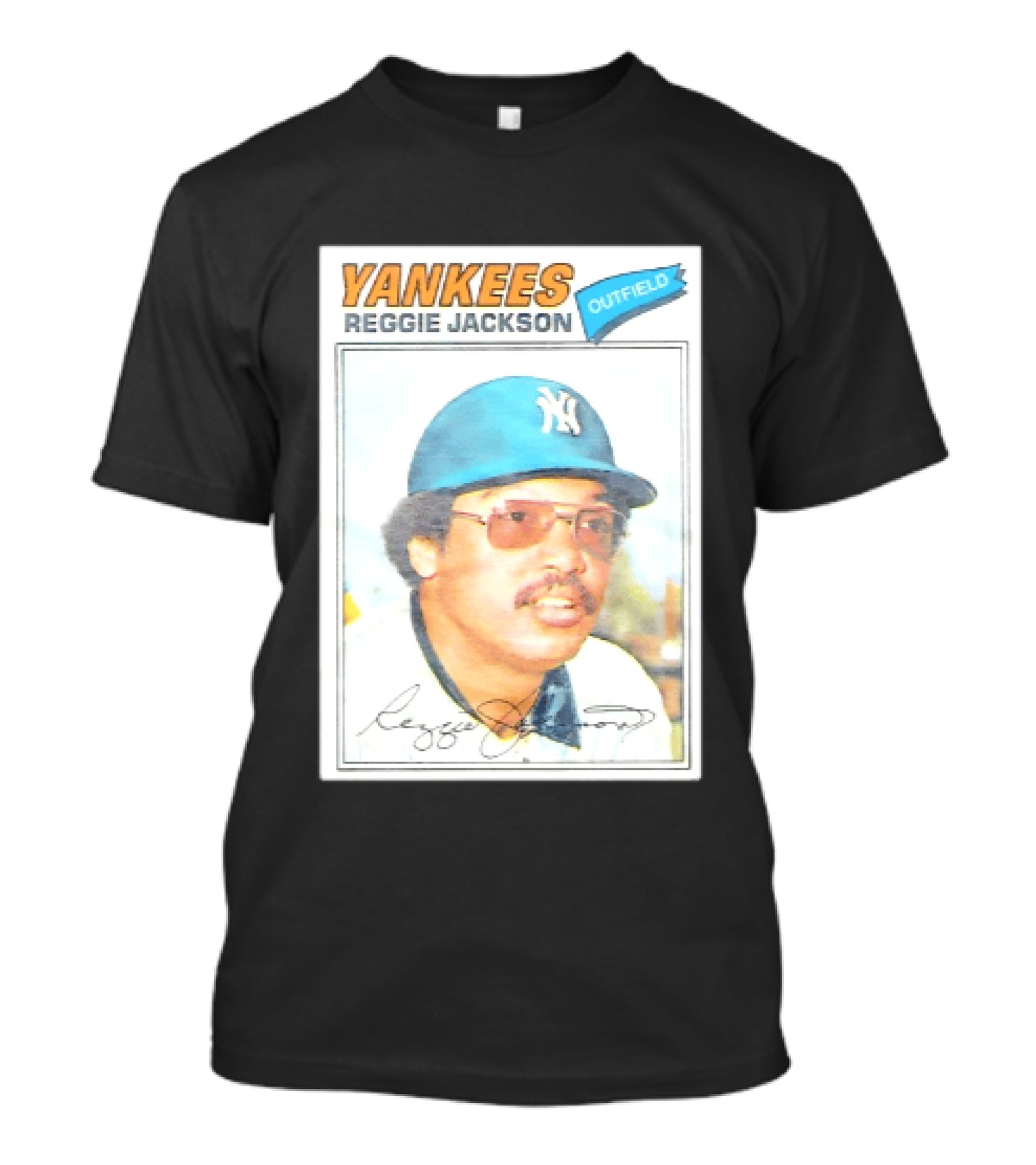 Yankees Reggie Jackson Outfield 1977 Topps Baseball Card T-Shirt