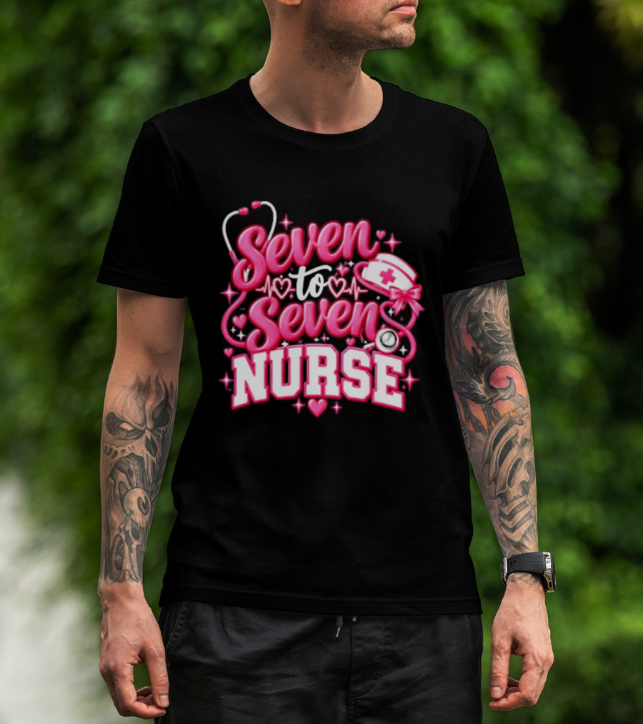 Seven To Seven Nurse Heartbeat And Stethoscope T-Shirt