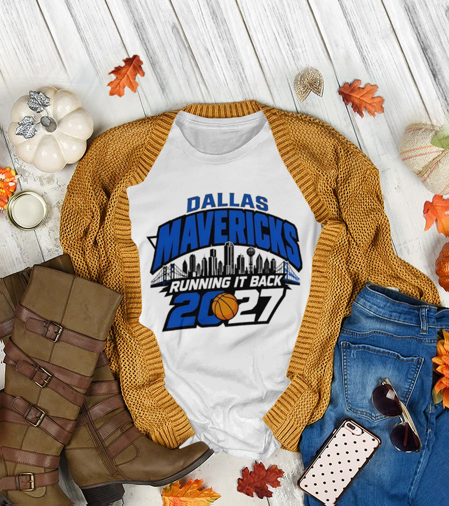 Dallas Mavericks Running It Back 2027 Skyline NBA Basketball T-Shirt