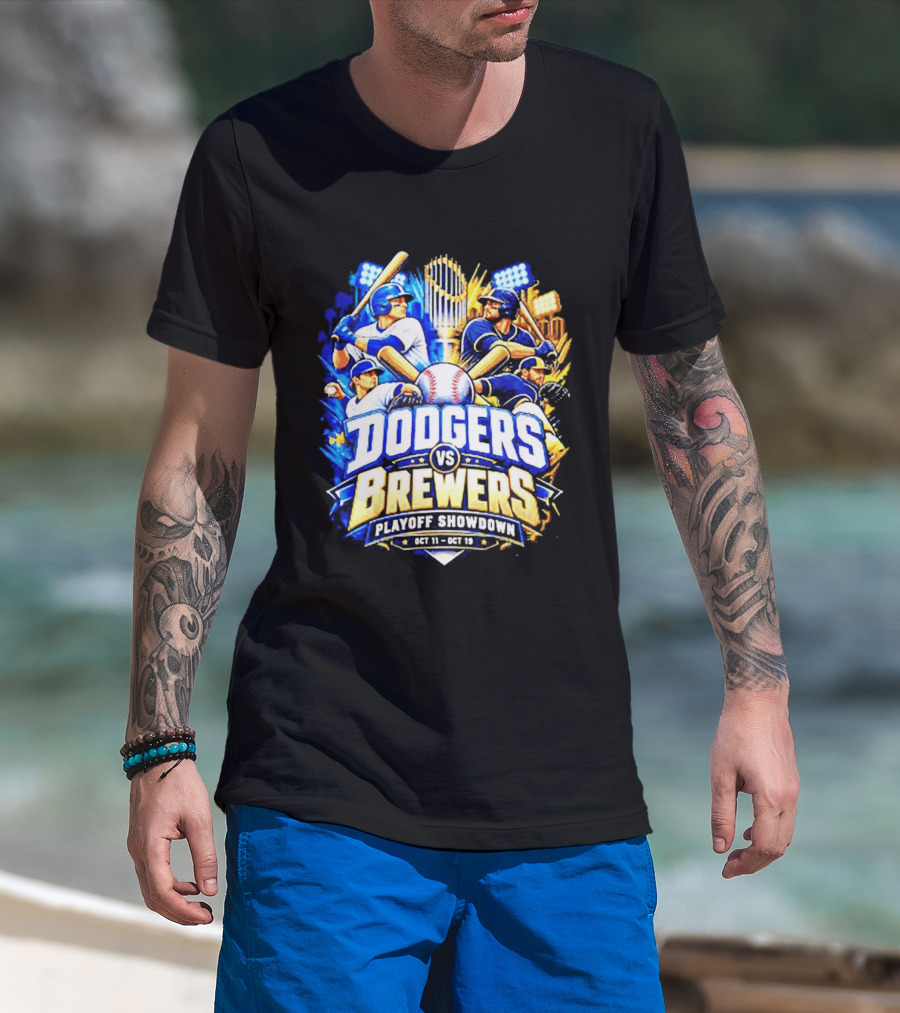 Dodgers Vs Brewers Playoff Showdown Oct 11 19 2026 T-Shirt