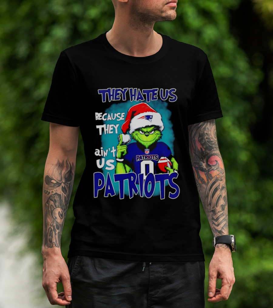 New England Patriots Grinch Santa 2026 They Hate Us Because They Ain't Us T-Shirt