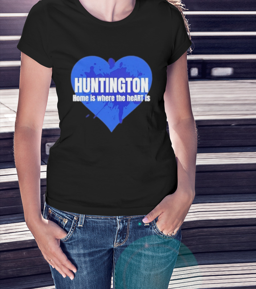 Huntington Home Is Where The Heart Is Blue Paint Splatter T-Shirt