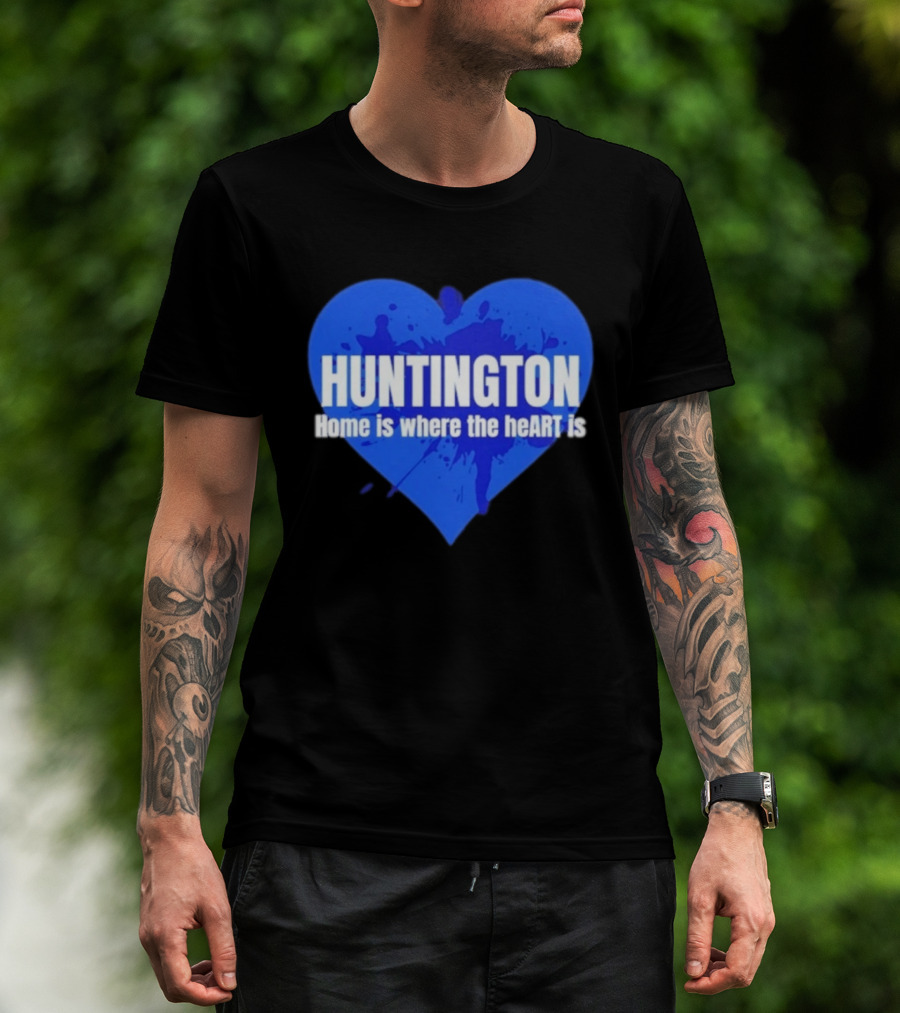 Huntington Home Is Where The Heart Is Blue Paint Splatter T-Shirt