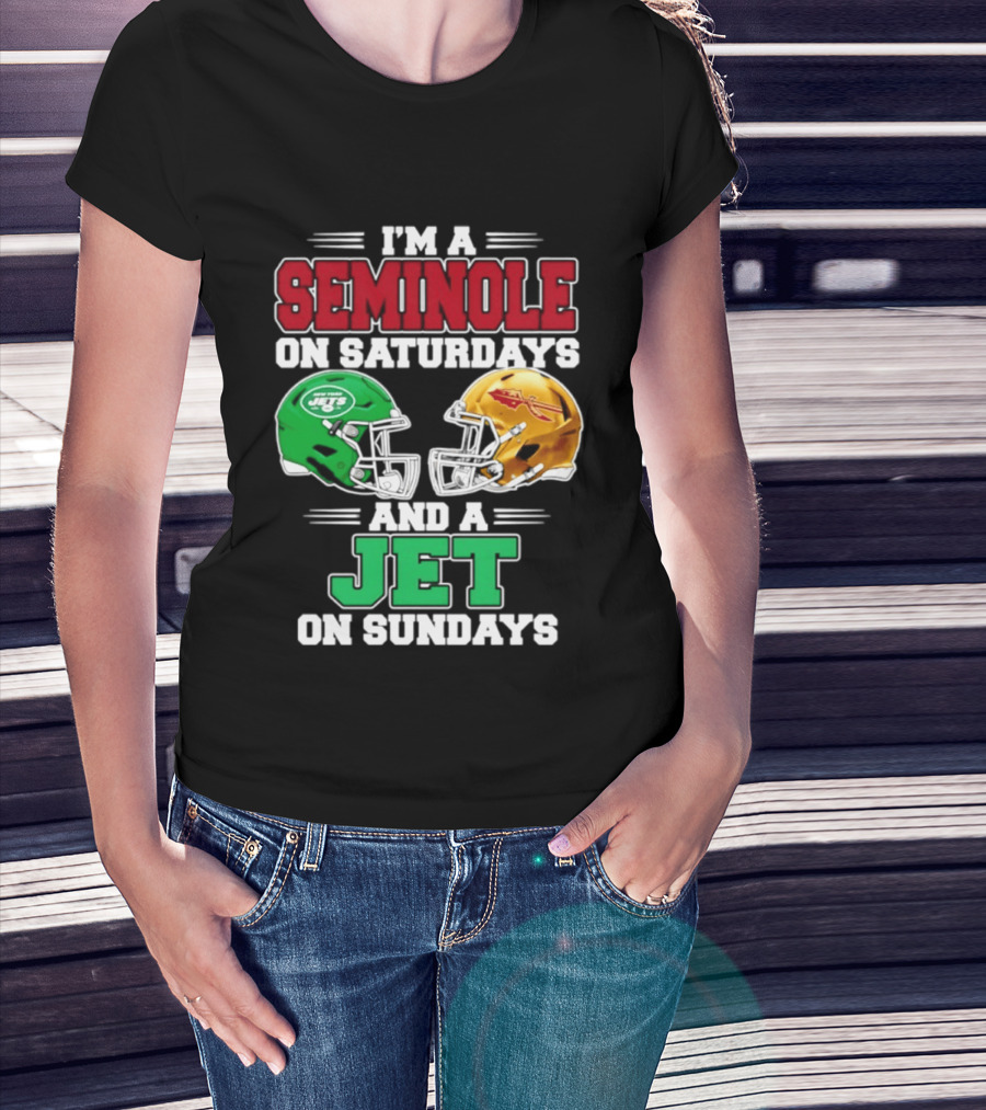 I'm A Seminole On Saturdays And A Jet On Sundays Football Helmets T-Shirt