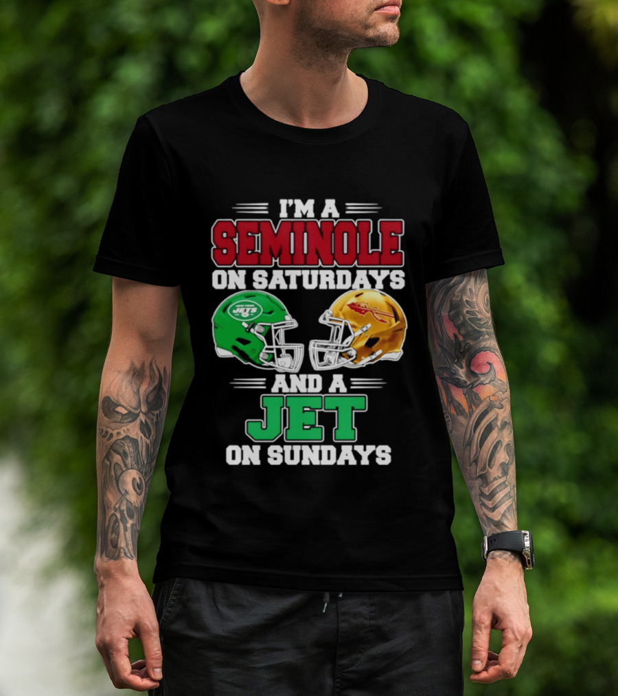 I'm A Seminole On Saturdays And A Jet On Sundays Football Helmets T-Shirt