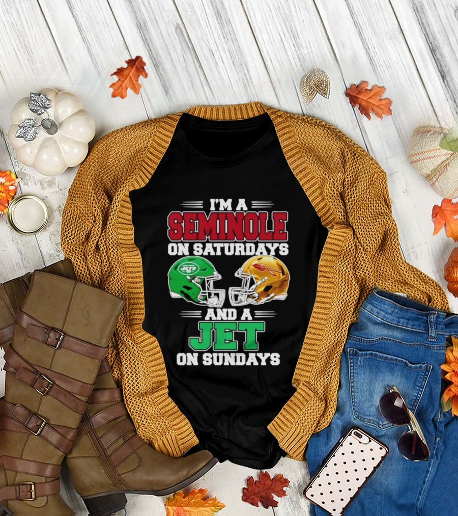 I'm A Seminole On Saturdays And A Jet On Sundays Football Helmets T-Shirt