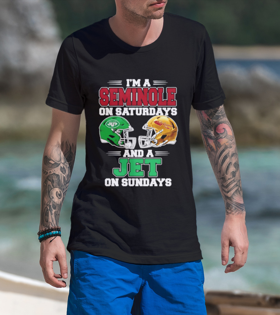 I'm A Seminole On Saturdays And A Jet On Sundays Football Helmets T-Shirt