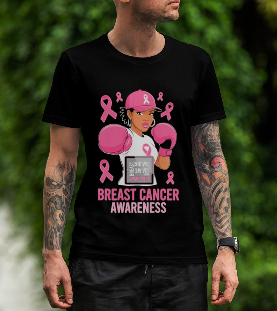 Breast Cancer Awareness Pink Boxing Fighter Empowerment T-Shirt