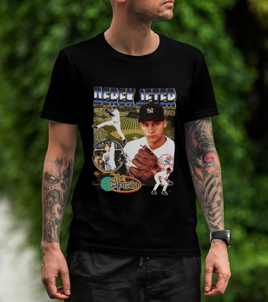 Derek Jeter New York Yankees The Captain MLB Player Tribute Two Sided T-Shirt