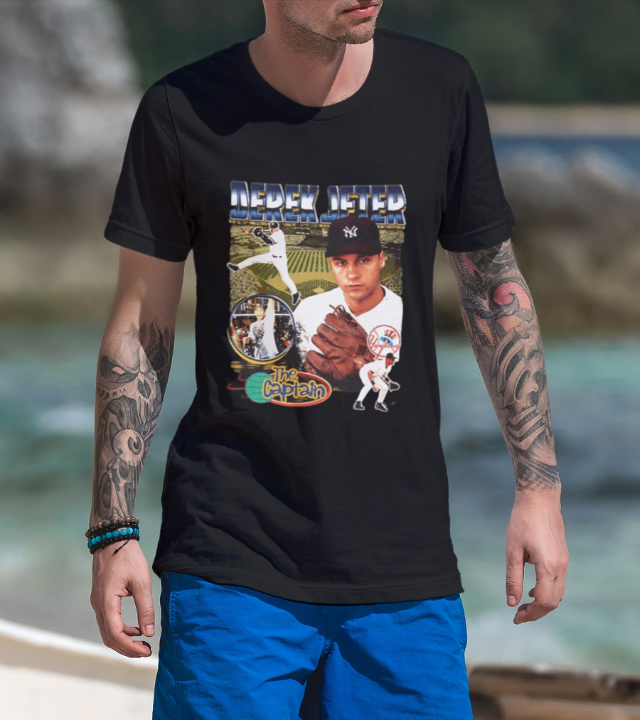 Derek Jeter New York Yankees The Captain MLB Player Tribute Two Sided T-Shirt