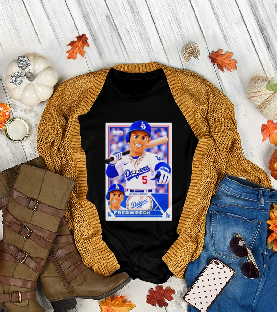 Los Angeles Dodgers Fredwreck Number 5 Block Legendz Baseball Card T-Shirt