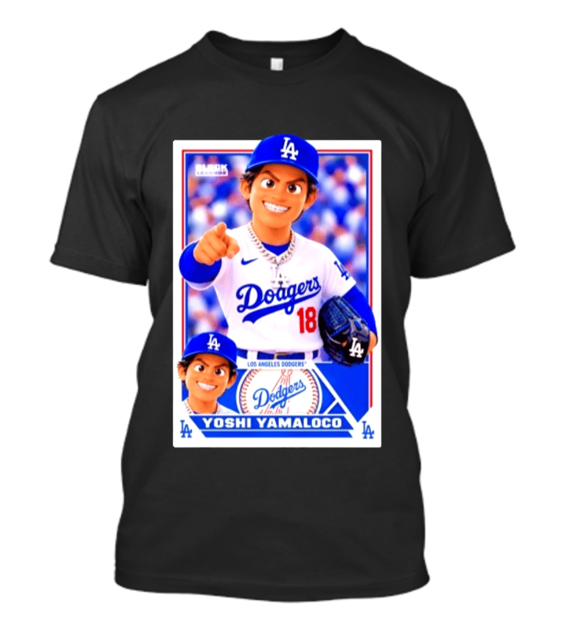 Block Legendz Yoshi Yamaloco Los Angeles Dodgers No 18 Baseball Card T-Shirt