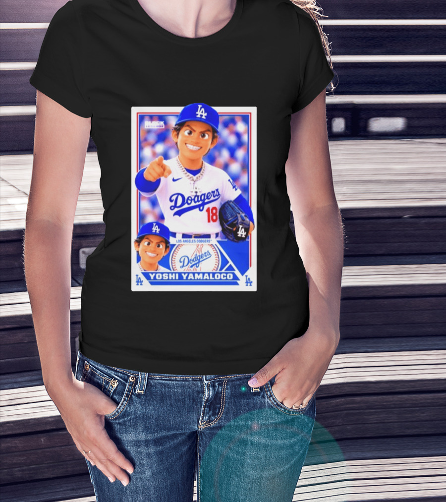 Block Legendz Yoshi Yamaloco Los Angeles Dodgers No 18 Baseball Card T-Shirt