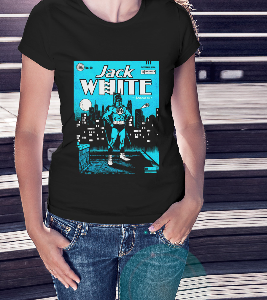 Jack White With Snooper Nashville TN 2026 Night 1 Live At The Truth October 9 Superhero Cityscape T-Shirt