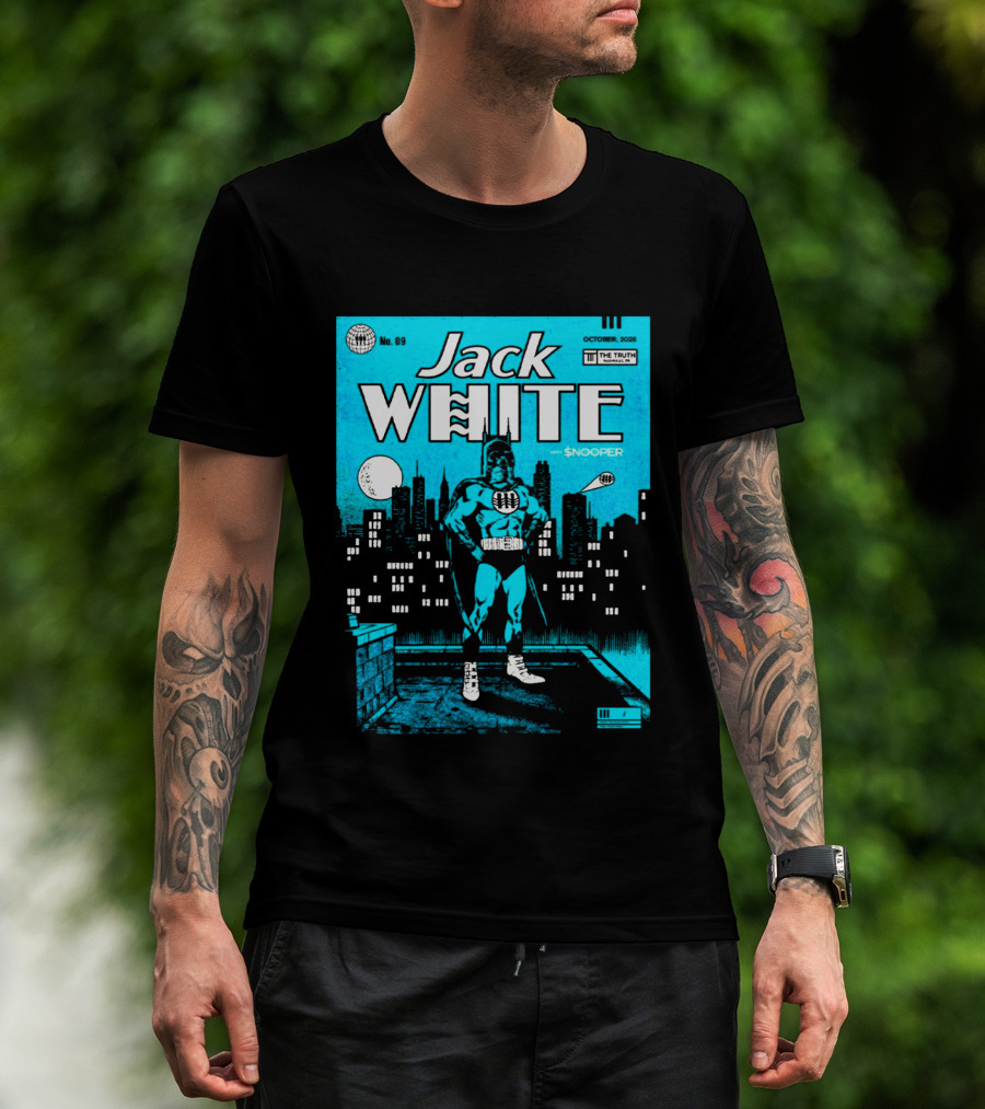Jack White With Snooper Nashville TN 2026 Night 1 Live At The Truth October 9 Superhero Cityscape T-Shirt