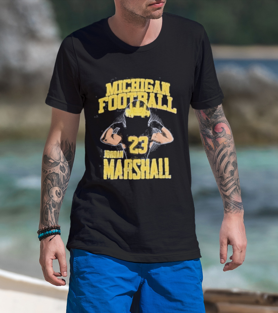 Jordan Marshall 23 Michigan Football Wolverines NIL Player T-Shirt