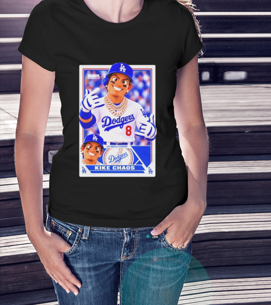 Kike Chaos Los Angeles Dodgers No 8 Block Legendz Baseball Card Dodgers LA T-Shirt