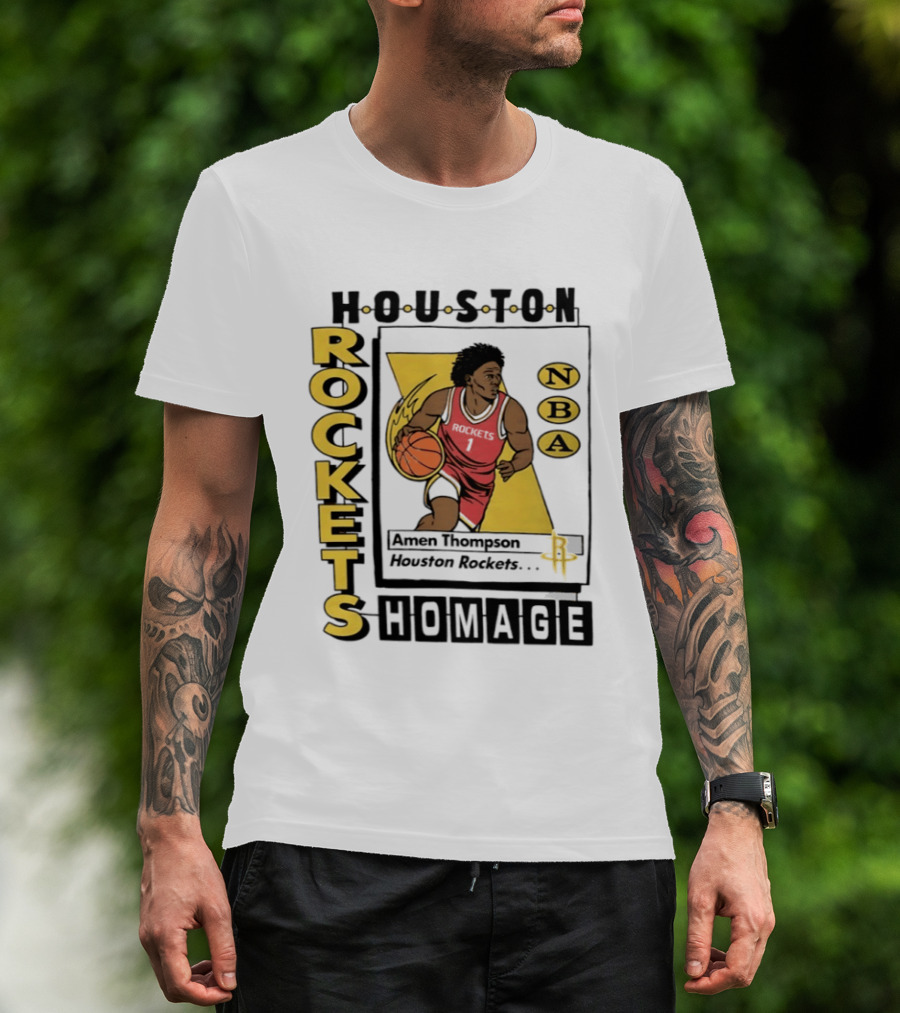 Amen Thompson Houston Rockets NBA Homage Trading Card T-Shirt