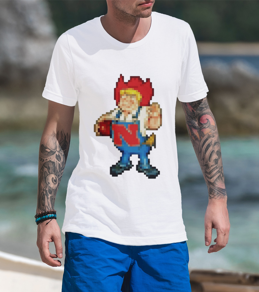 Herbie Husker Nebraska Cornhuskers Pixelated Character With Football T-Shirt