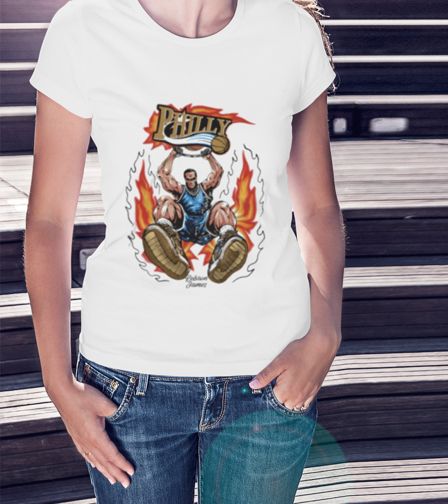 Philly Basketball Dunking Fireball Bootleg T-Shirt