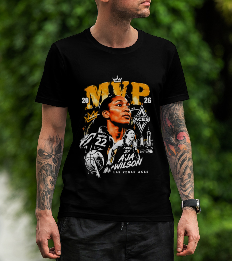 A'ja Wilson Las Vegas Aces MVP 2026 Crown Basketball T-Shirt