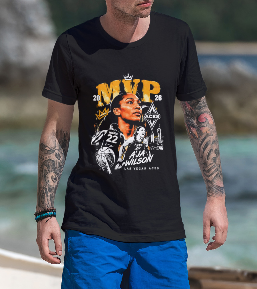 A'ja Wilson Las Vegas Aces MVP 2026 Crown Basketball T-Shirt