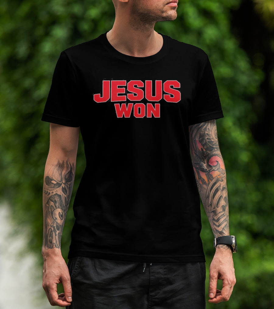 Carson Hinzman Jesus Won Christian Message T-Shirt