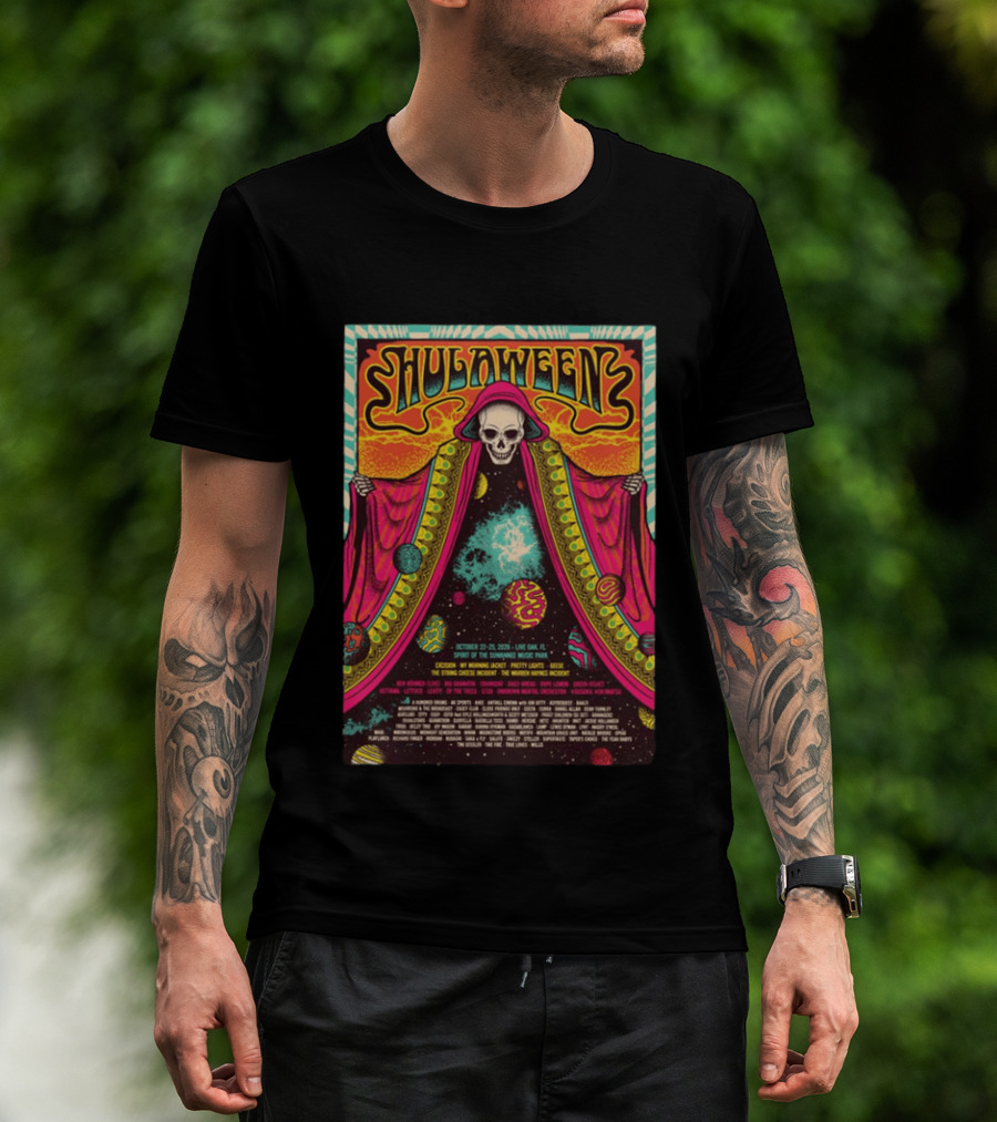 Hulaween Music Festival 2026 Spirit Of The Suwannee Live Oak October 22 25 Cosmic Skeleton T-Shirt
