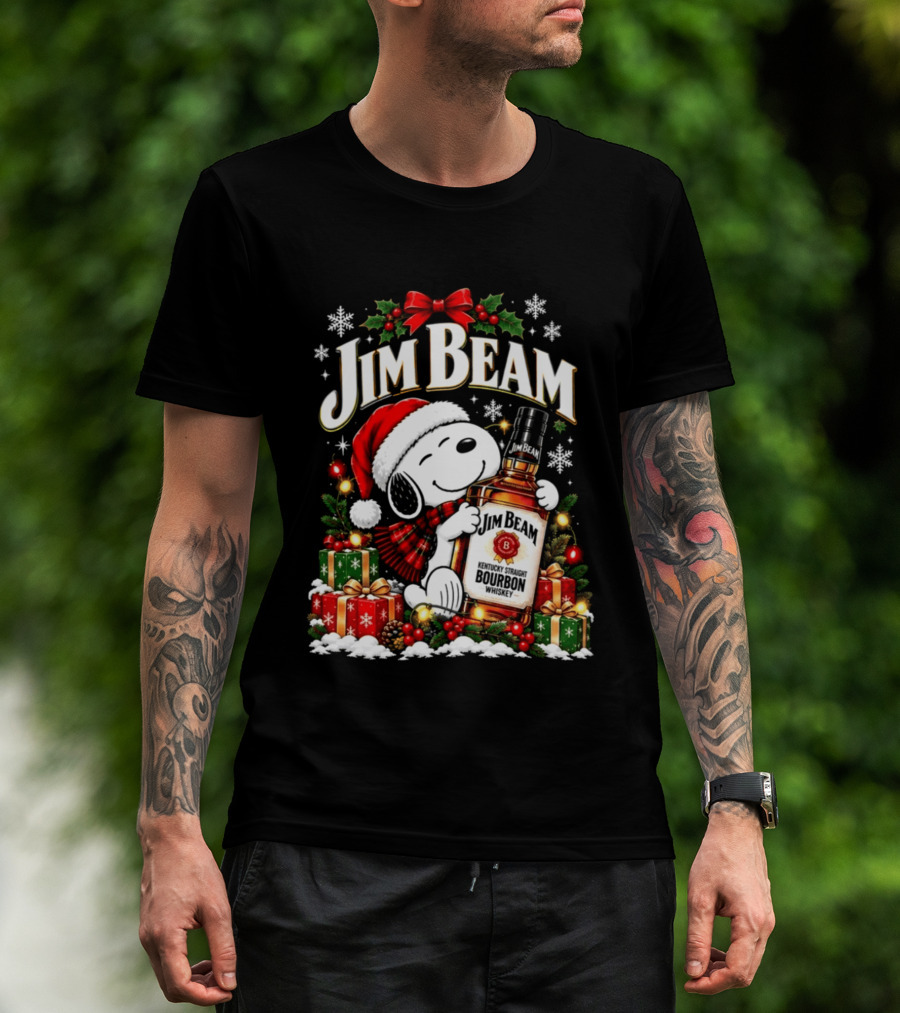Jim Beam Christmas 2026 Bourbon Santa Hat Holiday Bottle And Presents T-Shirt