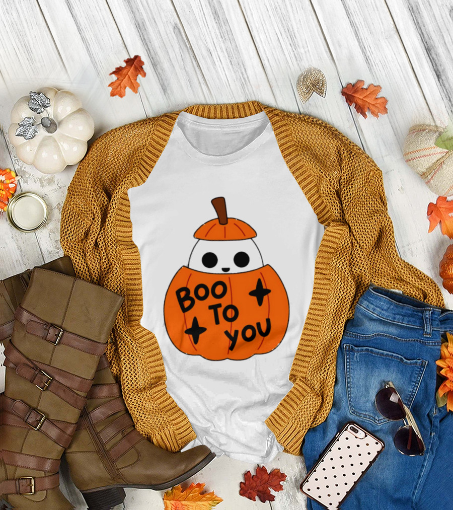Boo To You 2026 Halloween Ghost In Pumpkin T-Shirt