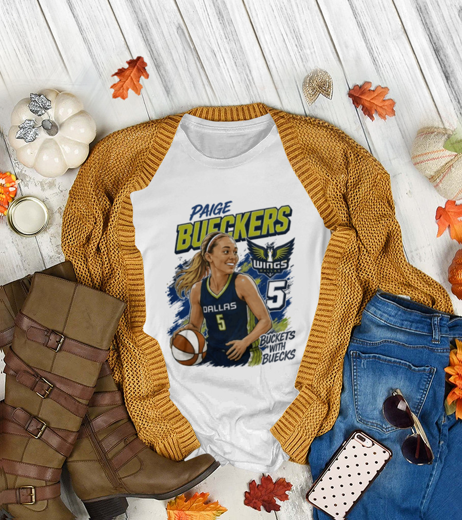 Paige Bueckers Dallas Wings 5 Buckets With Buecks WNBA Basketball T-Shirt