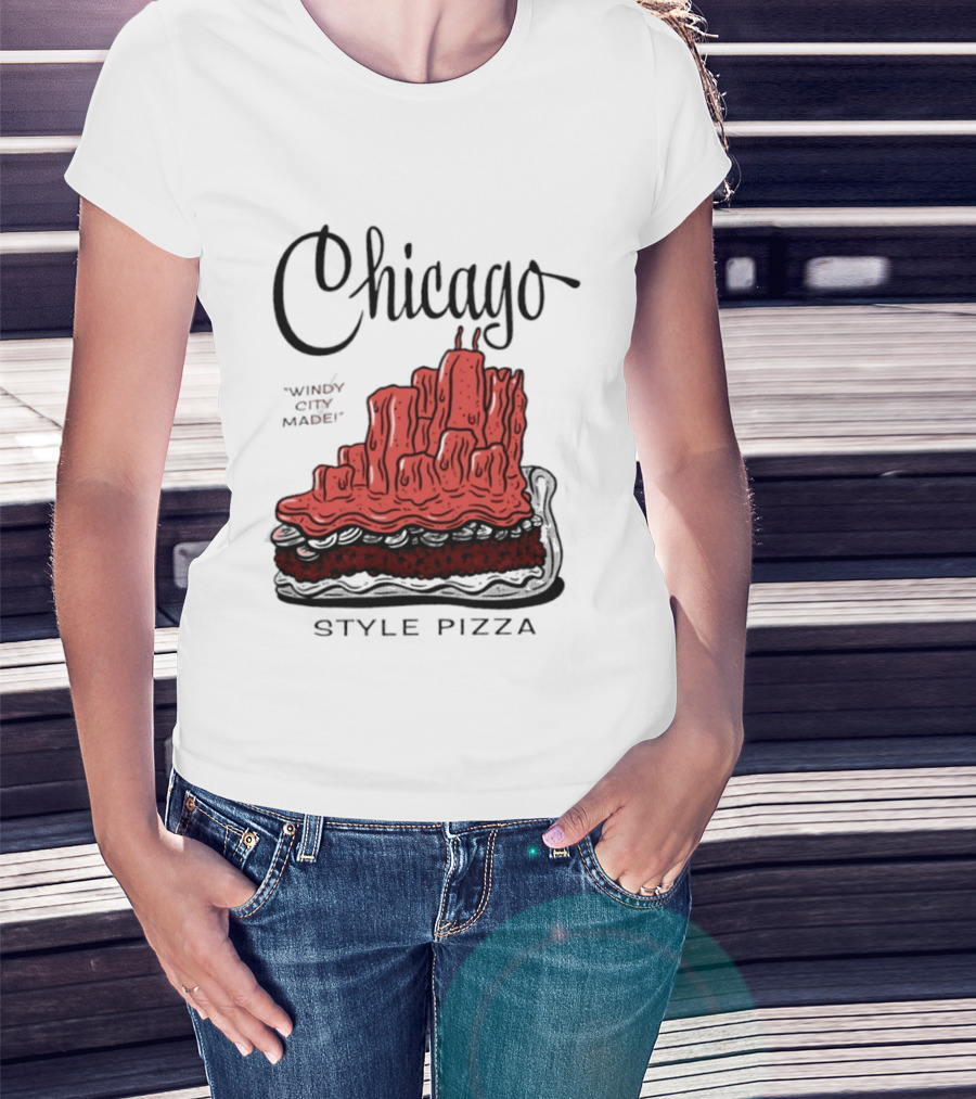 Chicago Windy City Made Deep Dish Style Pizza T-Shirt