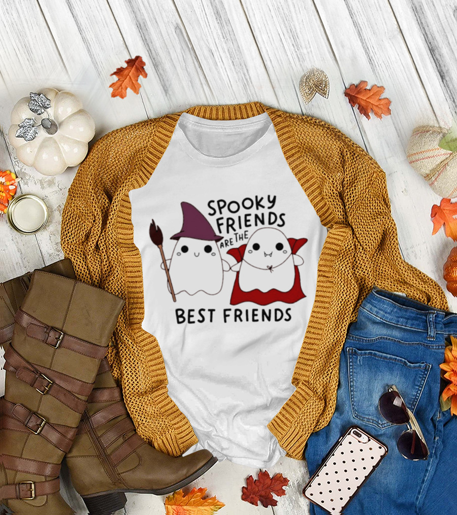 Spooky Friends Are The Best Friends Witch And Vampire Ghosts Halloween 2026 T-Shirt