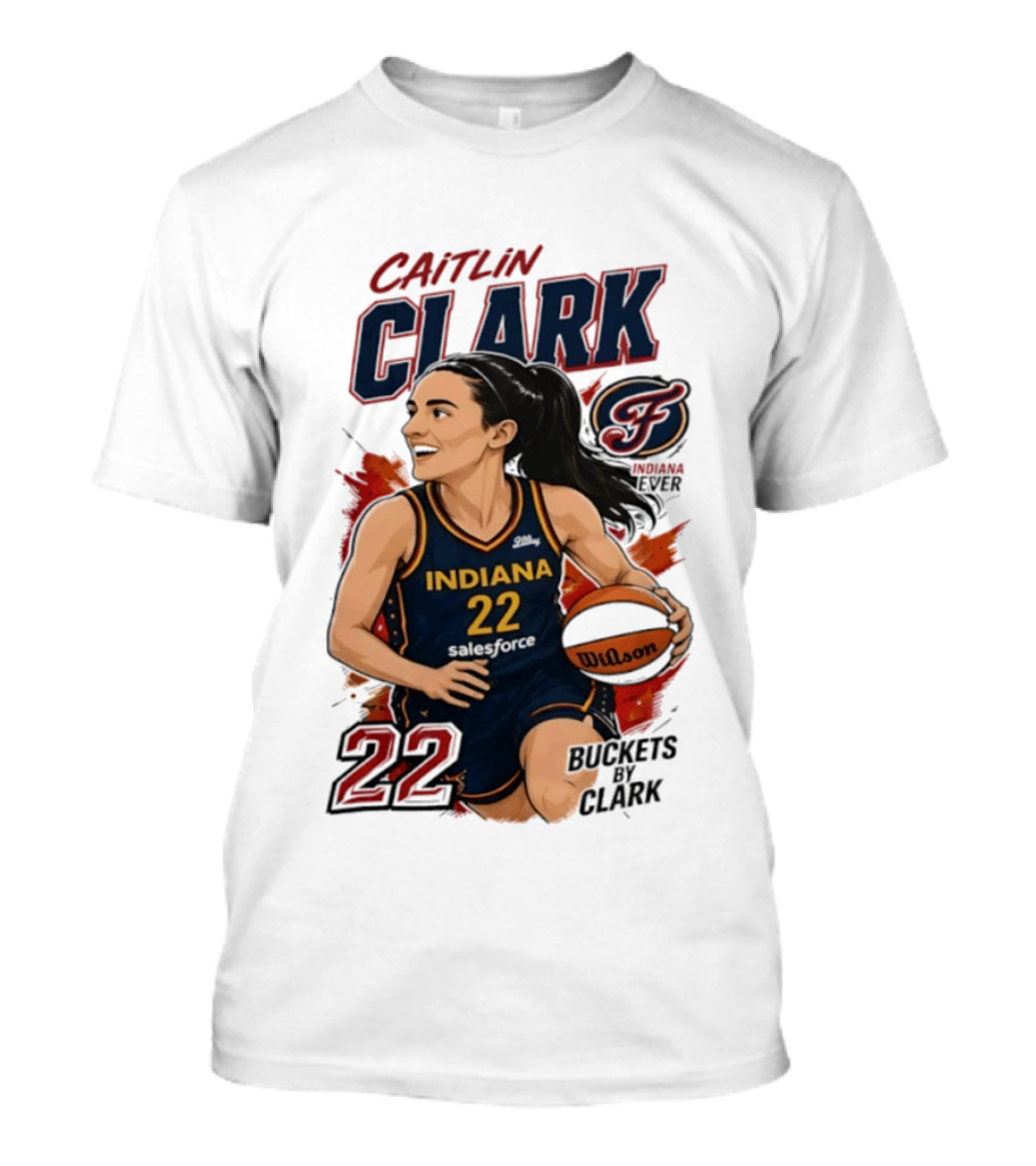 Indiana Fever Caitlin Clark 22 Buckets Basketball Caricature T-Shirt