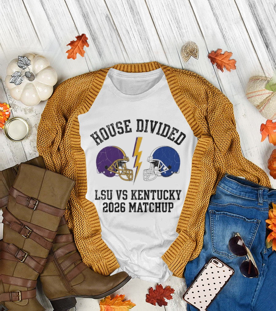 House Divided LSU Vs Kentucky 2026 Matchup Helmets And Lightning Bolt T-Shirt