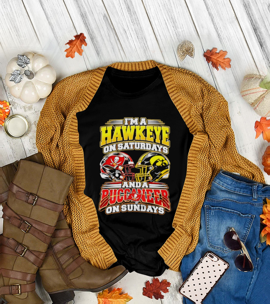 I'm A Hawkeye On Saturdays And A Buccaneer On Sundays Helmets T-Shirt