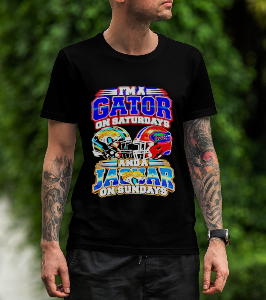 Florida Football Gator On Saturdays Jaguar On Sundays Helmets T-Shirt
