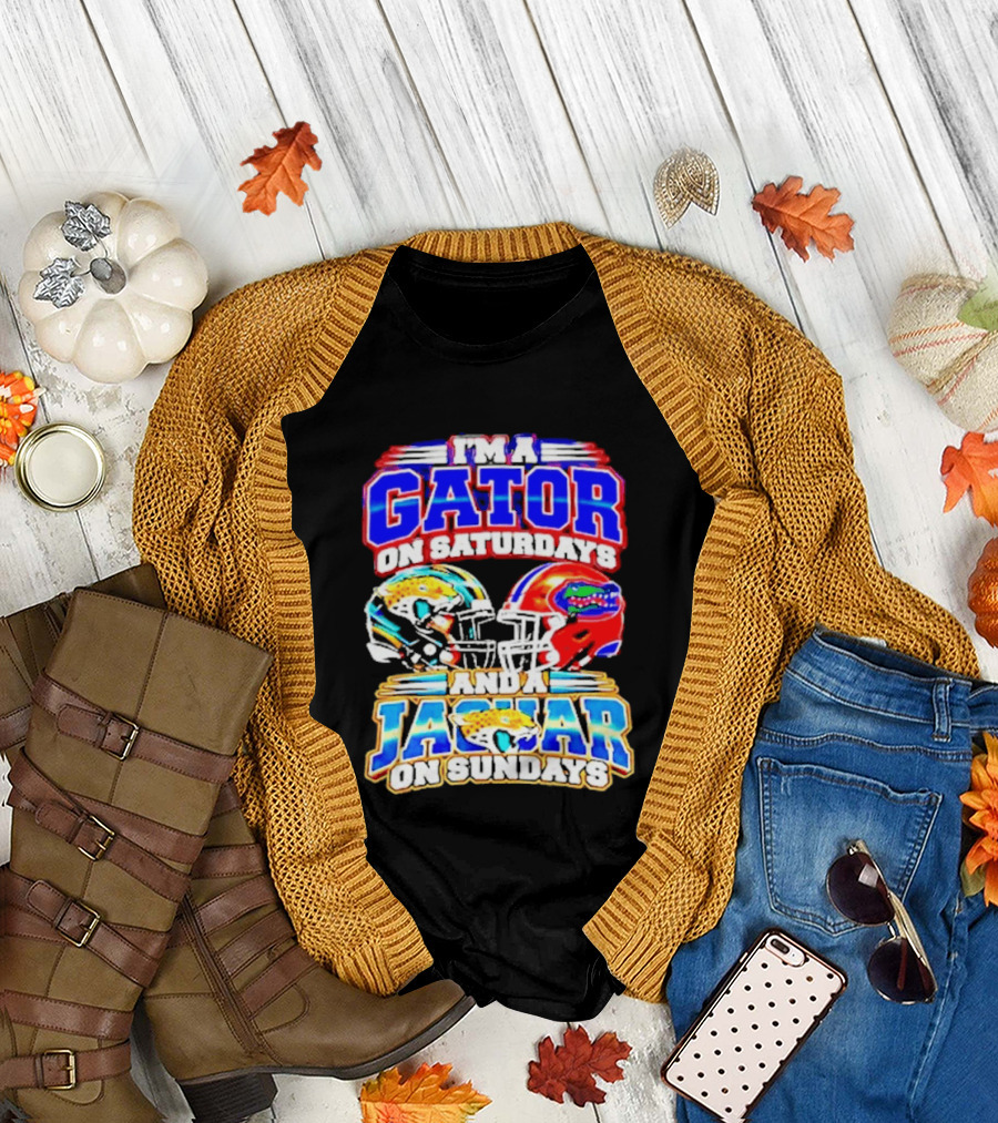 Florida Football Gator On Saturdays Jaguar On Sundays Helmets T-Shirt