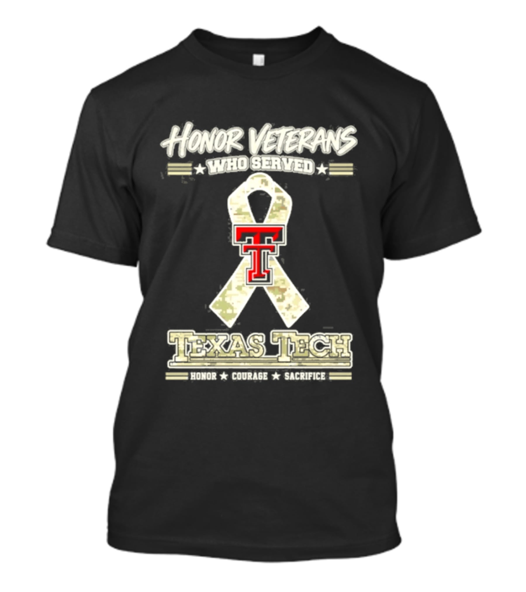 Texas Tech Red Raiders Honor Veterans Camo Ribbon Veterans Day T-Shirt