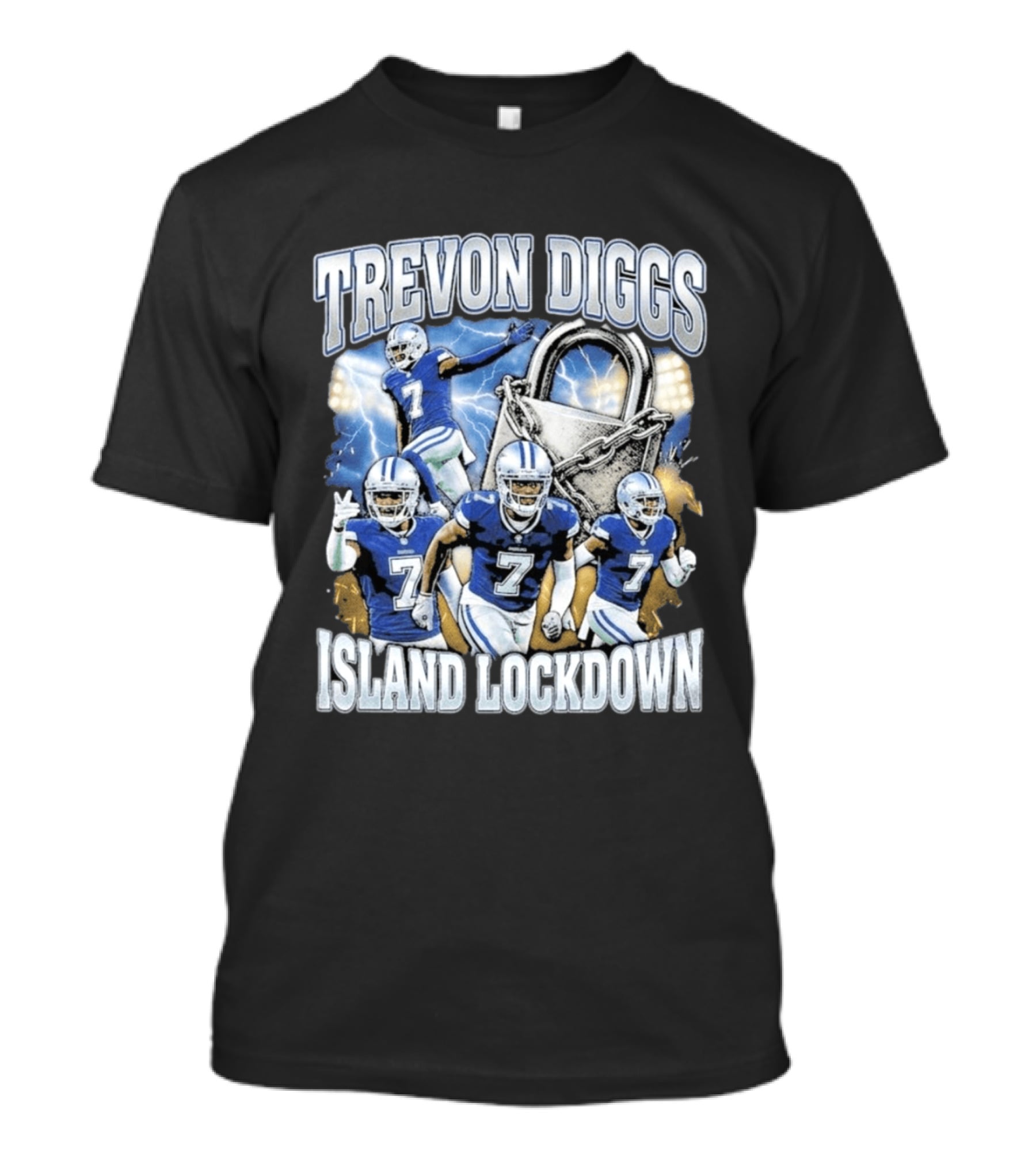 Trevon Diggs Island Lockdown Football Defense Lock With Number 7 T-Shirt