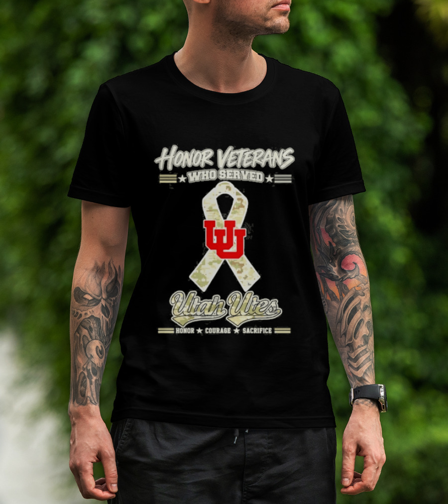 Utah Utes Camo Ribbon Honor Veterans Day Military T-Shirt