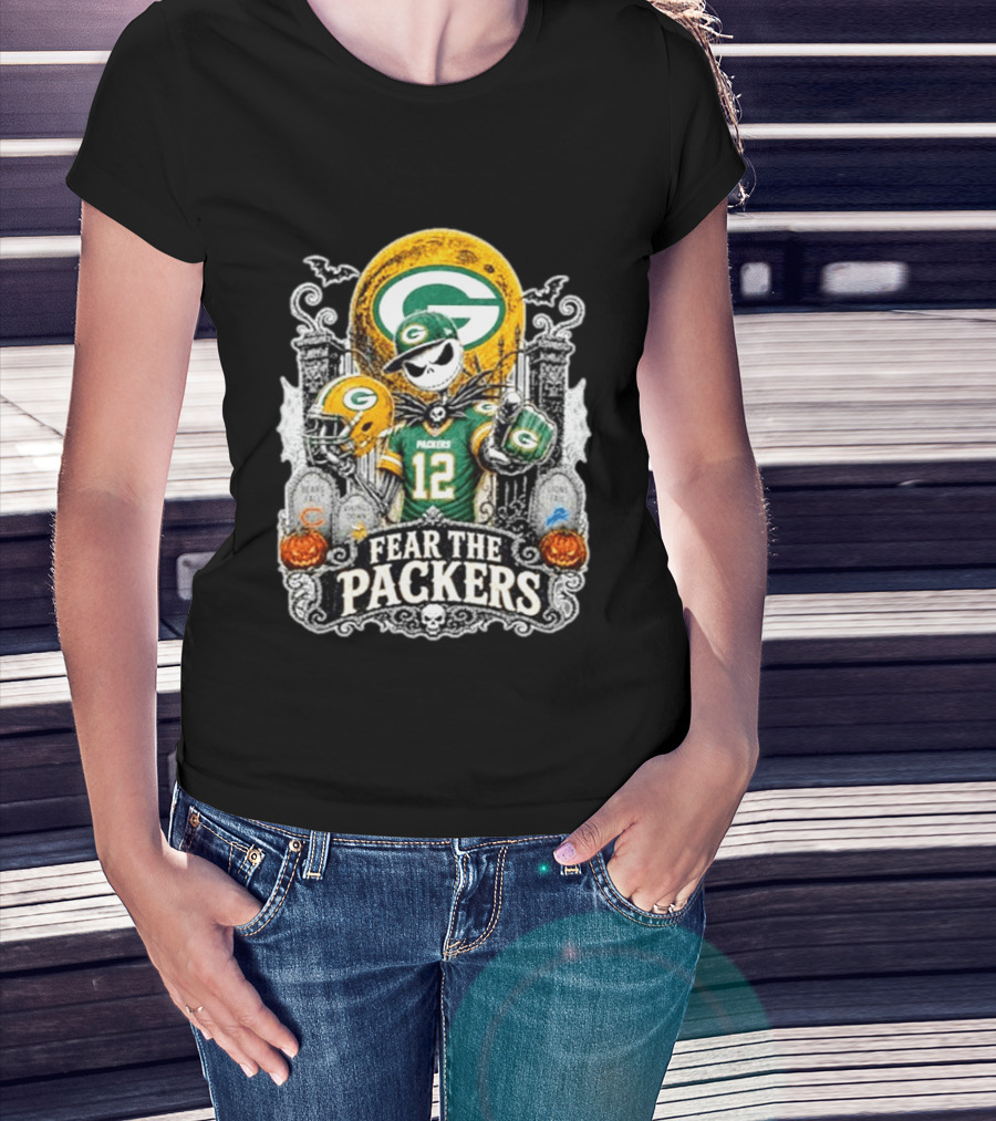 Jack Skellington Green Bay Packers Halloween Fear The Packers T-Shirt