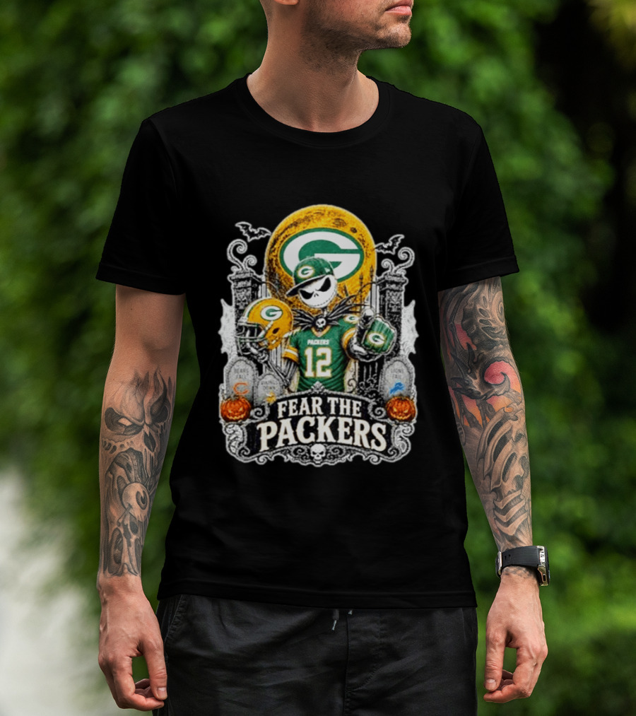 Jack Skellington Green Bay Packers Halloween Fear The Packers T-Shirt
