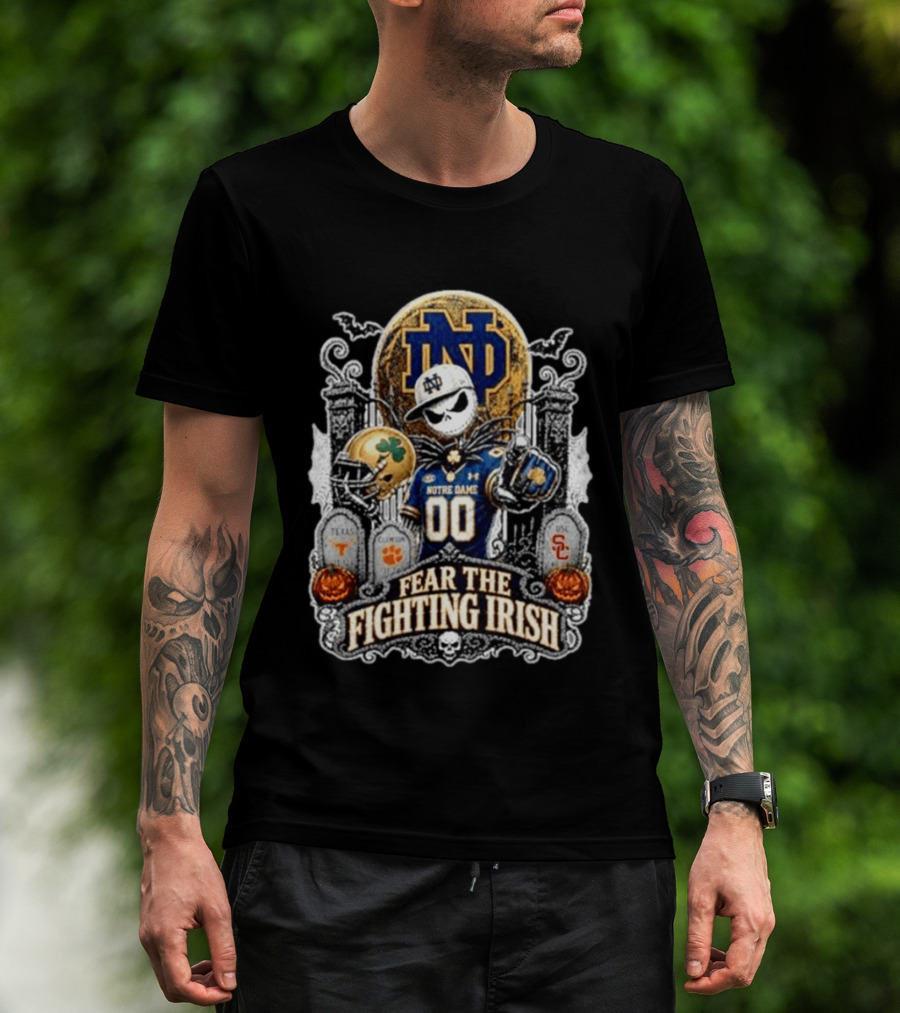Notre Dame Fighting Irish Halloween Jack Skellington Fear The Fighting Irish T-Shirt