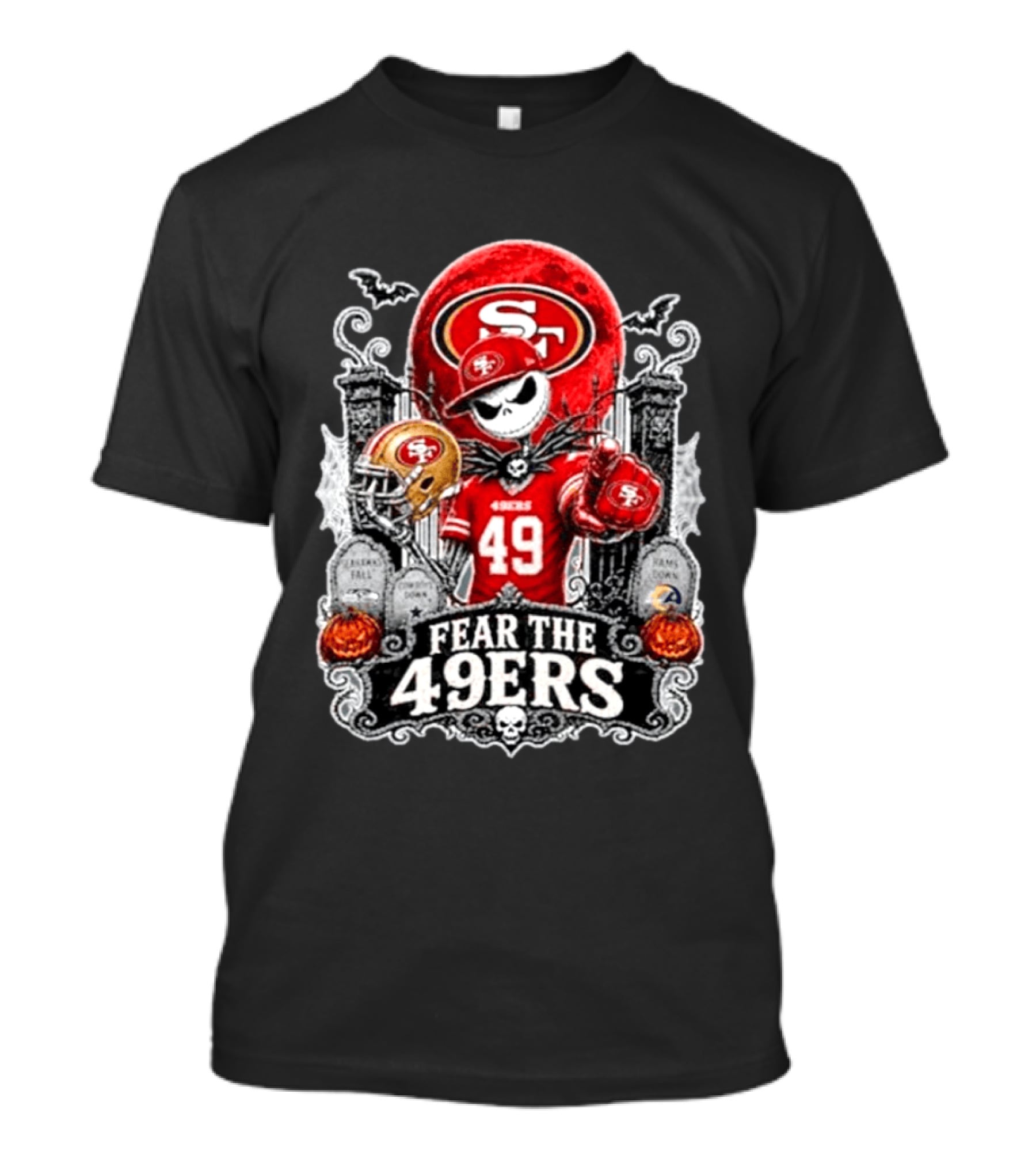 Jack Skellington San Francisco 49ers Fear The 49ers Halloween Football T-Shirt